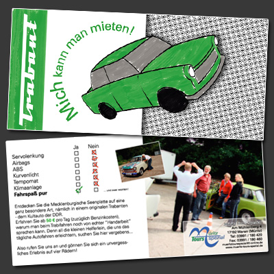 Flyer für das Trabbiangebot der MTS